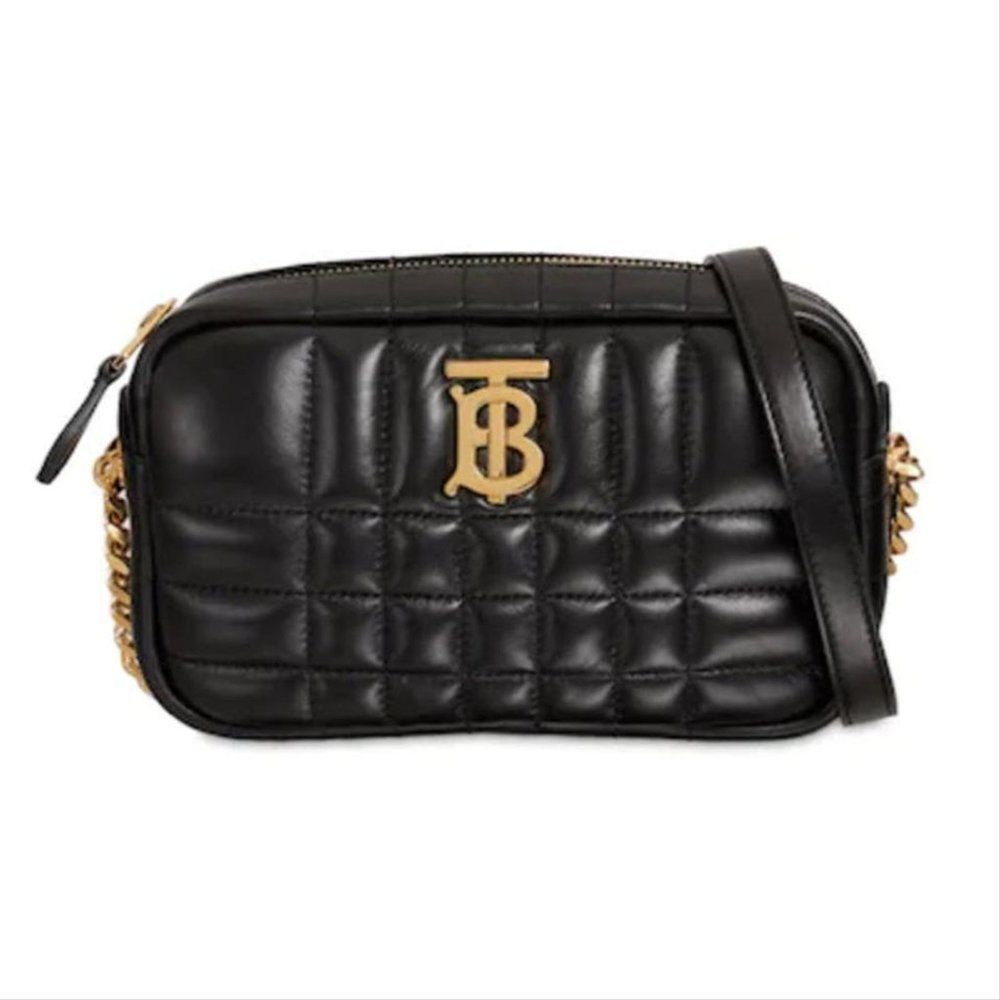 Burberry Camera Lola Mini Quilted Black Leather Shoulder Bag